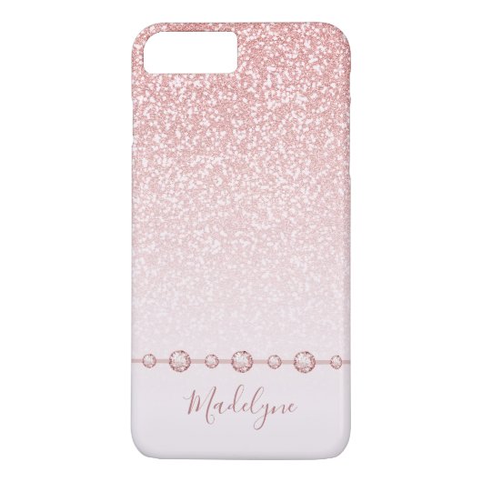 Rosa Rose Gold Glitzer Ombre Kristall Case-Mate iPhone Hülle (Rückseite)