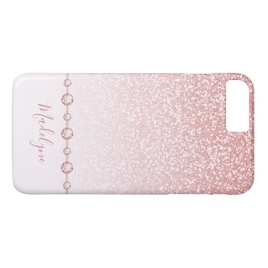 Rosa Rose Gold Glitzer Ombre Kristall Case-Mate iPhone Hülle (Rückseite (Horizontal))