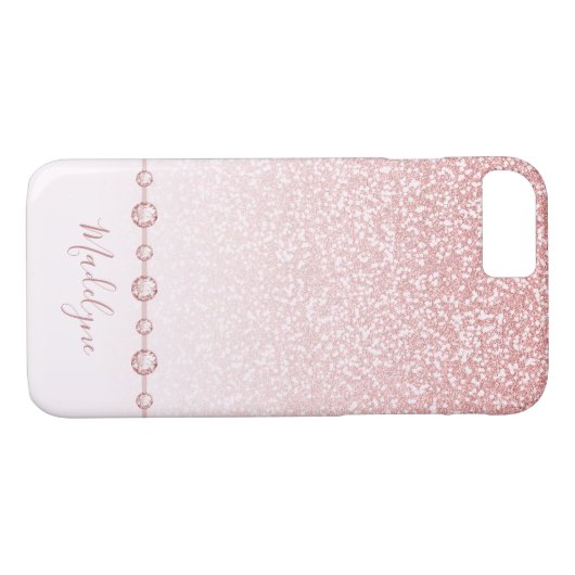 Rosa Rose Gold Glitzer Ombre Kristall Case-Mate iPhone Hülle (Rückseite (Horizontal))