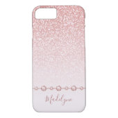 Rosa Rose Gold Glitzer Ombre Kristall Case-Mate iPhone Hülle (Rückseite)
