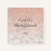 Rosa Rose Gold Glitzer Ombre Marble Sketchbook Notizblock (Vorderseite)
