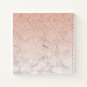 Rosa Rose Gold Glitzer Ombre Marble Sketchbook Notizblock (Rückseite)