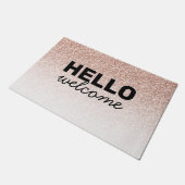 Rosa Rose Gold Glitzer Ombre Willkommen Fußmatte (Schrägansicht)