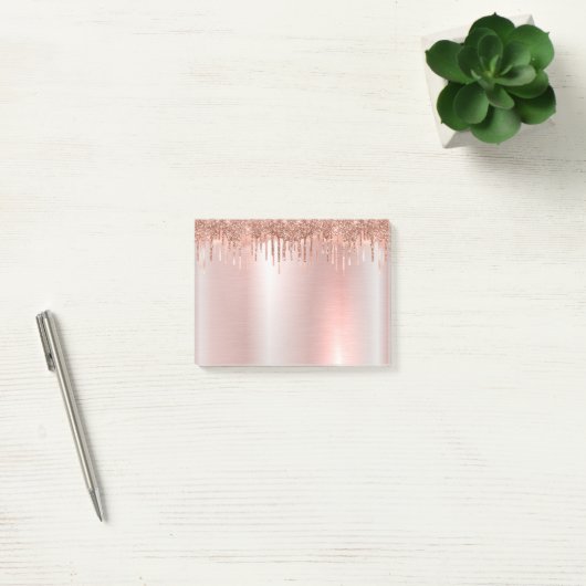 Rosa Rose Gold Glitzer Post-it®-Notizen Post-it Klebezettel (Büro)