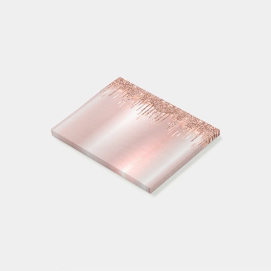 Rosa Rose Gold Glitzer Post-it®-Notizen Post-it Klebezettel (angewinkelt)