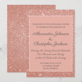 Rosa Rose Gold Glitzer Probe Dinner Einladung