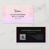 Rosa Rose Gold Glitzer QR Code Scissance Modern Visitenkarte (Vorne/Hinten)