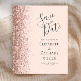 Rosa Rose Gold Glitzer Save the Date