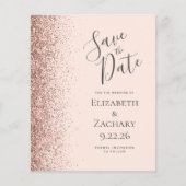 Rosa Rose Gold Glitzer Save the Date (Vorderseite)