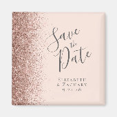 Rosa Rose Gold Glitzer Script Save the Date Magnet (Vorne)