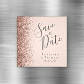 Rosa Rose Gold Glitzer Script Save the Date Magnet
