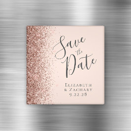 Rosa Rose Gold Glitzer Script Save the Date Magnet