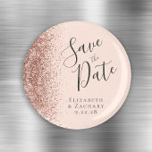 Rosa Rose Gold Glitzer Script Save the Date Magnet