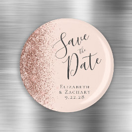 Rosa Rose Gold Glitzer Script Save the Date Magnet