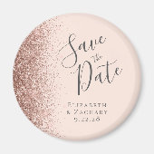 Rosa Rose Gold Glitzer Script Save the Date Magnet (Vorne)