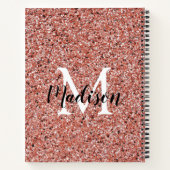 Rosa Rose Gold Glitzer Sparkle Chic Monogram Name Notizblock (Rückseite)