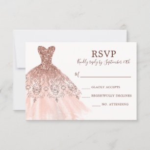 Rosa Rose Gold Glitzer Sparkle Dress Drehbuch RSVP Karte
