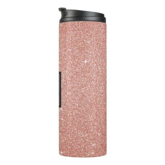 Rosa Rose Gold Glitzer Sparkle Elegantes Monogramm Thermosbecher (Nach rechts gedreht)