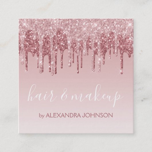 Rosa Rose Gold Glitzer Sparkle Haarköppchen Quadratische Visitenkarte (Vorderseite)