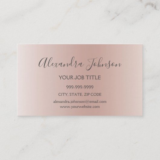 Rosa Rose Gold Glitzer Sparkle Haarköppchen Visitenkarte (Rückseite)