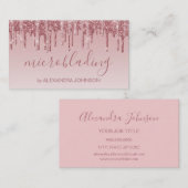 Rosa Rose Gold Glitzer Sparkle Microblading Visitenkarte (Vorne/Hinten)