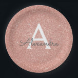 Rosa Rose Gold Glitzer & Sparkle Monogram Birthday Pappteller<br><div class="desc">Rosa Rose Gold Imitate Glitzer und Sparkle Elegant Geburtstag oder Junggeselinnen-Abschied Teller. Diese Teller für Hochzeiten,  Brautparty oder Geburtstage können individuell auf Ihren Vor- und Erstnamen angepasst werden. Bitte kontaktieren Sie den Designer,  um passende Artikel zu erhalten.</div>