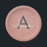 Rosa Rose Gold Glitzer & Sparkle Monogram Birthday Pappteller<br><div class="desc">Rosa Rose Gold und Grau Imitats Glitzer und sparkle Elegant Sweet 16 Geburtstag,  Hochzeit oder Junggeselinnen-Abschied Teller. Diese Teller für Hochzeiten,  Brautparty oder Geburtstage können individuell auf Ihren Vor- und Erstnamen angepasst werden. Bitte kontaktieren Sie den Designer,  um passende Artikel zu erhalten.</div>