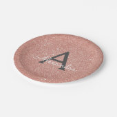 Rosa Rose Gold Glitzer & Sparkle Monogram Birthday Pappteller (Schrägansicht)