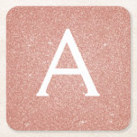 Rosa Rose Gold Glitzer & Sparkle Monogram Birthday Rechteckiger Pappuntersetzer<br><div class="desc">Rosa Rose Gold Imitate Glitzer und sparkle Elegant Monogram Geburtstagsparty Untersetzer. Diese Geburtstagsparty,  Brautparty,  Hochzeit oder Junggeselinnen-Abschied Untersetzer können auf Ihren Vor- und Erstnamen angepasst werden. Bitte kontaktieren Sie den Designer,  um passende Artikel zu erhalten.</div>