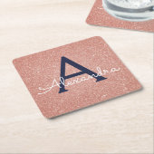 Rosa Rose Gold Glitzer & Sparkle Monogram Birthday Rechteckiger Pappuntersetzer (angewinkelt)