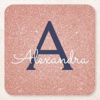 Rosa Rose Gold Glitzer & Sparkle Monogram Birthday