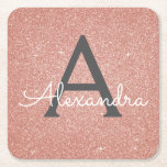 Rosa Rose Gold Glitzer & Sparkle Monogram Birthday Rechteckiger Pappuntersetzer<br><div class="desc">Rosa Rose Gold und Karkohle Grau (grau) Imitat Glitzer und sparkle Elegant Monogram Birthday Party Untersetzer. Diese Geburtstagsparty,  Brautparty,  Hochzeit oder Junggeselinnen-Abschied Untersetzer können auf Ihren Vor- und Erstnamen angepasst werden. Bitte kontaktieren Sie den Designer,  um passende Artikel zu erhalten.</div>