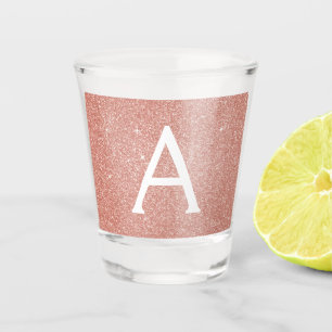 Rosa Rose Gold Glitzer & Sparkle Monogram Birthday Schnapsglas