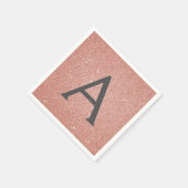Rosa Rose Gold Glitzer & Sparkle Monogram Birthday Serviette (Ecke)