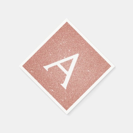 Rosa Rose Gold Glitzer & Sparkle Monogram Birthday Serviette (Ecke)