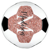 Rosa Rose Gold Glitzer Sparkle Monogram Girl Fußball (Gedreht)