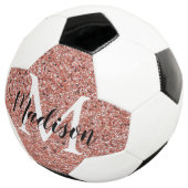 Rosa Rose Gold Glitzer Sparkle Monogram Girl Fußball (Dreiviertel)