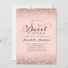 Rosa Rose Gold Glitzer Sparkle Sweet 16 Geburtstag Einladung
