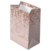 Rosa Rose Gold Glitzer Sparkone Mittlere Geschenktüte (Vorderseite Schrägansicht)