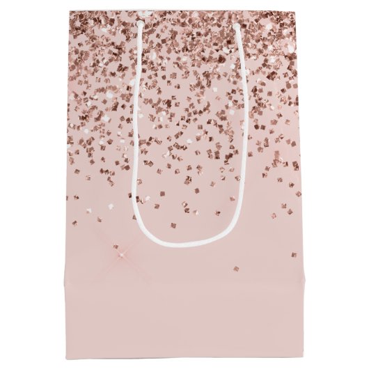 Rosa Rose Gold Glitzer Sparkone Mittlere Geschenktüte (Rückseite)