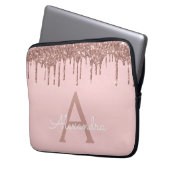 Rosa Rose Gold Glitzer Sparkone Monogramm Laptopschutzhülle (Vorderseite Links)