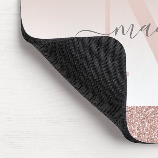 Rosa Rose Gold Glitzer Sparkone Monogramm Mousepad (Ecke)