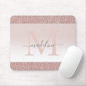 Rosa Rose Gold Glitzer Sparkone Monogramm Mousepad (Mit Mouse)