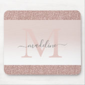 Rosa Rose Gold Glitzer Sparkone Monogramm Mousepad (Vorne)