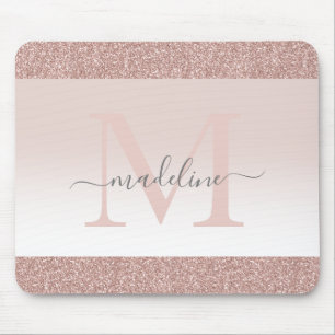 Rosa Rose Gold Glitzer Sparkone Monogramm Mousepad