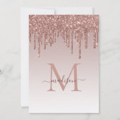 Rosa Rose Gold Glitzer Sparkone Tropfen Brautparty Einladung (Rückseite)