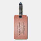 Rosa Rose Gold Glitzer SparkScript Monogram Gepäckanhänger (Rückseite vertikal)