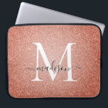 Rosa Rose Gold Glitzer SparkScript Monogram Laptopschutzhülle<br><div class="desc">Rosa Rose Gold Glitzer SparkScript Monogram Computer Laptop Sleeve</div>