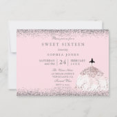 Rosa Rose Gold Glitzer Sweet 16 Einladung (Rückseite)