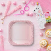 Rosa Rose Gold Glitzer Trendform Template Pappteller (Party)